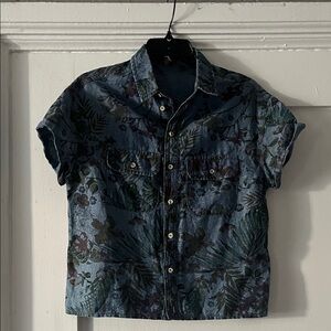 Topshop Moto Dark Floral Button Down Shirt